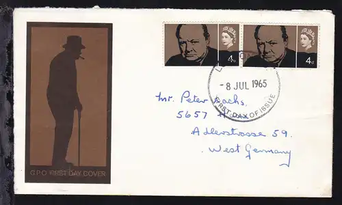 Winston Churchill 4 P. 2x auf FDC nach Haan/Deutschland