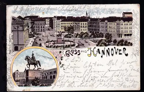 Gruss aus Hannover Ernst-August-Platz und Ernst-August-Denkmal