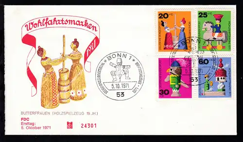 Wohlfahrt 1971 Holzspielzeug auf FDC ohne Anschrift 