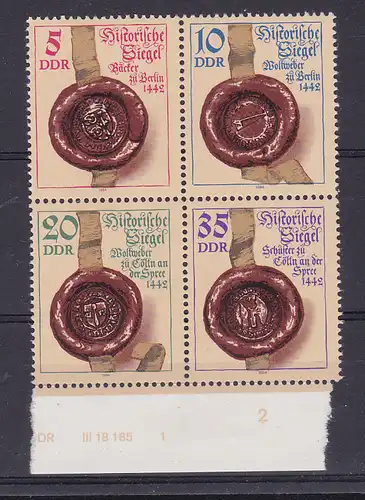 Historische Siegel (I) Unterrand-Viererblock **