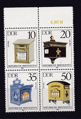 Historische Briefkästen Oberrand-Viererblock **