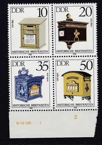 Historische Briefkästen Unterrand-Viererblock **
