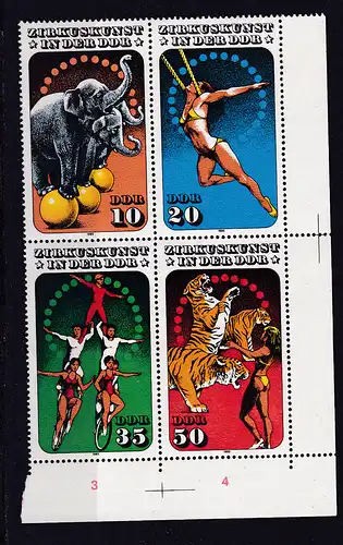 Zirkuskunst in der DDR (II) Eckrand-Viererblock unten rechts **