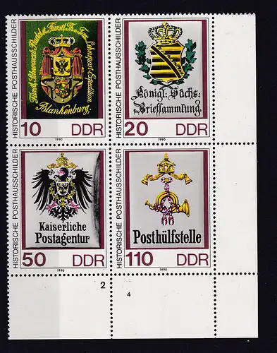 Historische Posthausschilder Eckrand-Viererblock unten rechts **