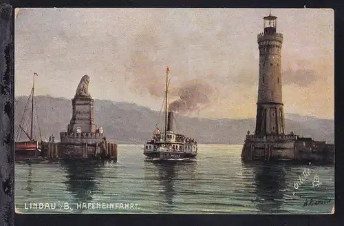 Lindau im Bodensee Hafeneinfahrt, Künstlerkarte
