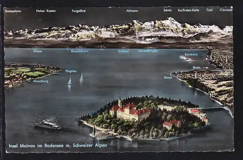 Insel Mainau im Bodensee mit Schweizer Alpen