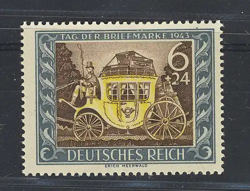 Tag der Briefmarke 1943 mit Plattenfehler Fleck im Fuß der 2