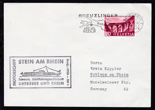 Maschinenstempel Kreuzlingen 24.VIII.1963 + Cachet MS Stein am Rhein auf Brief