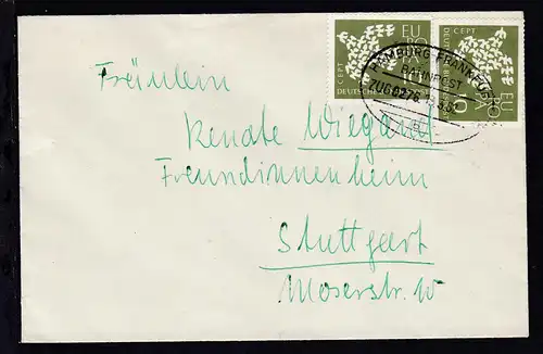 HAMBURG-FRANKFURT BAHNPOST b ZUG 0276 13.3.62 auf Brief