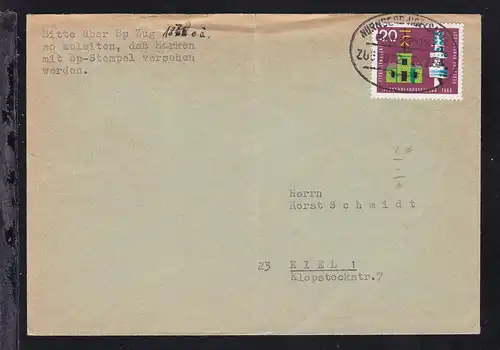 NÜRNBERG-HOF (SAALE) BAHNPOST ZUG 1872 28.2.66 auf Brief, Brief Mittelbug