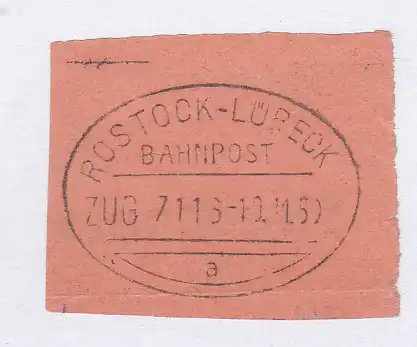 ROSTOCK-LÜBECK BAHNPOST a ZUG 7116 10.11.50 auf Briefstück