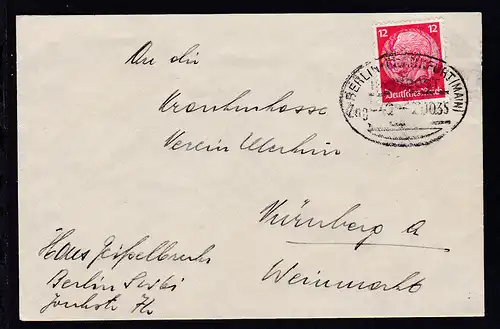 BERLIN-FRANKFURT (MAIN) Zug 2 20.10.35 auf Brief