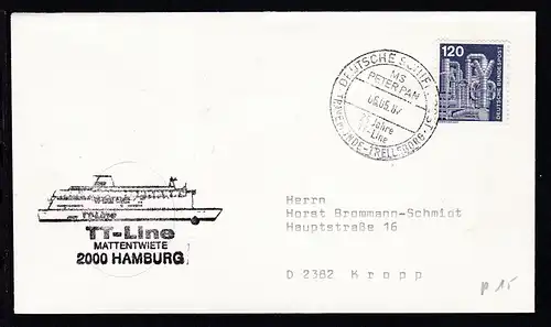 DEUTSCHE SCHIFFSPOST TRAVEMÜNDE-TRELLEBORG MS PETER PAN 25 JAHRE TT-LINE 