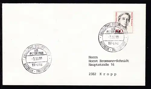 DEUTSCHE SCHIFFSPOST MS PETER PAN TT-SAGA-LINE TRAVEMÜNDE-TRELLEBORG 17.01.85 