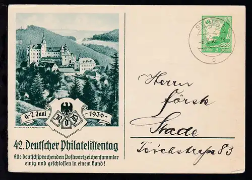 42. Deutscher Philatelistentag 1936 als Einladungskarte  des Verein  für