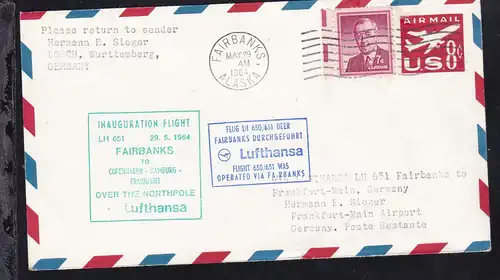 Lufthansa-Erstflugbrief Fairbanks-Frankfurt MAY 29 1964