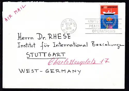 Seerechtskonferenz 26 C. auf Brief ab UNO New York DEC 23 1974 nach Stuttgart 