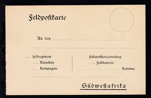 ungebrauchte Feldpost-Vordruck-Karte  (Vogenbeck Nr. 1), Karte rs Vermerke