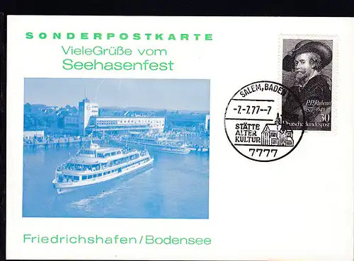 Friedrichshafen 1977 Sonderpostkarte Viele Grüße vom Seehasenfest 