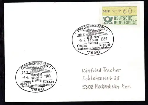 Friedrichshafen FRIEDRICHSHAFEN 1 7990 DO X 1929 1989 60 Jahre Erstflug AERO' 89