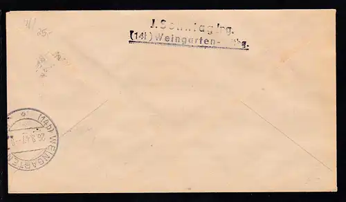 Lindau K1 LINDAUER HERBSTWOCHE 13.-28.9.1947 24.9.47 auf R-Brief nach Weingarten