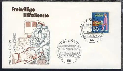 Hilfsdienste auf 6 FDCs ohne Anschrift