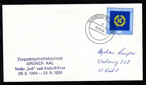 MARINESCHIFFSPOST 50 a 02.09.84 + Cachet Tender "Lech" auf Brief