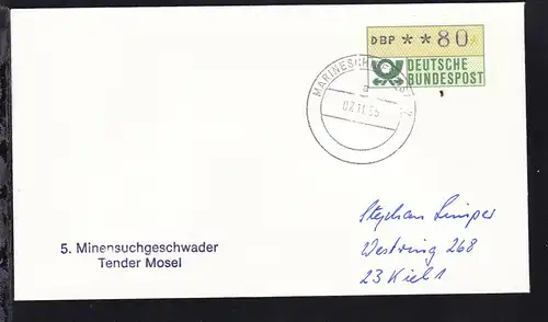 MARINESCHIFFSPOST 52 a 07.11.85 + L2 5. Minensuchgeschwader Tender Mosel