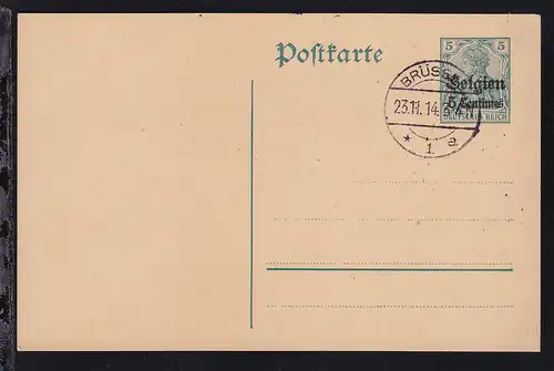 Germania 5 Pfg. mit Aufdruck Belgien 5 Centimes mit Blankostempel BRÜSSEL *1a 