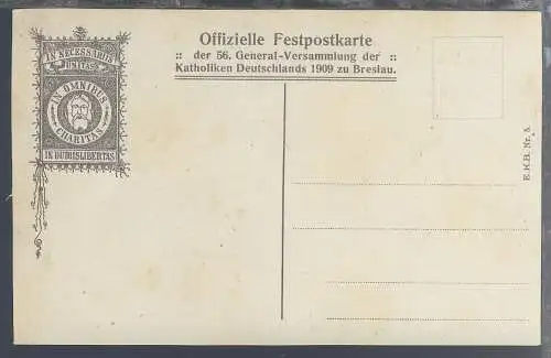 Breslau Offizielle Festpostkarte der 56. General-Versammlung der Katholiken 