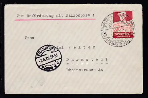 Deutsche Freiballon-Meisterschaft Darmstadt 16./17. Febr. DARMSTADT 1935