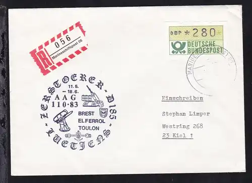 MARINESCHIFFSPOST 06 a 10.05.85 + Cachet Zerstörer "Lütjens" AAG 110/83