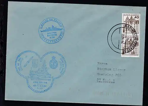 MARINESCHIFFSPOST 01 a 25.06.84 + Cachet Zerstörer "Bayern" AAG 109/84 auf Brief