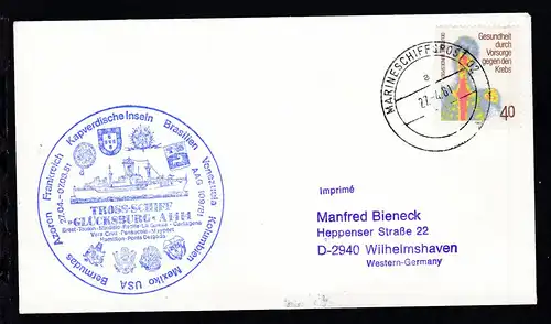 MARINESCHIFFSPOST 02 a 27.4.81 + Cachet Tross-schiff "Glücksburg" AAG 109/81