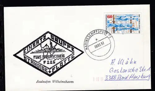 MARINESCHIFFSPOST 02 a 08.03.82 + Cachet Fregatte "Braunschweig" auf Brief