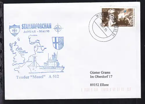 MARINESCHIFFSPOST 51 a 09.01.95 + Cachet Tender "Mosel" auf Brief