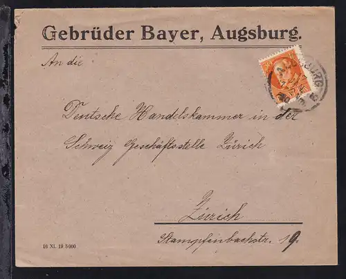 König Ludwig III 30 Pfg. auf Firmenbrief (Gebrüder Bayer, Augsburg) 