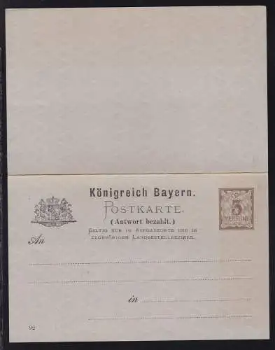 Postkarte Wappen 3 Pfg./3 Pfg.