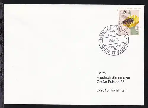 DEUTSCHE SCHIFFSPOST ms Europa Hapag-Lloyd AG PAZIFIK-KREUZFAHRTEN 05.01.85