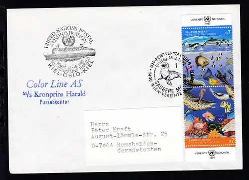 UNITED NATIONS POSTAL ADMINISTRATION M/S KRONPRINS HARALD KIEL-OSLO-KIEL 
