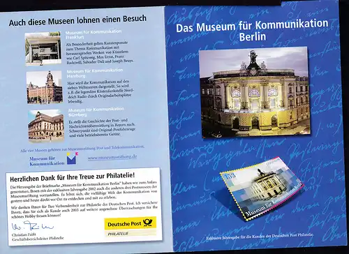 Museum für Kommunikation Berlin in Klappkarte mit Ersttagsstempel