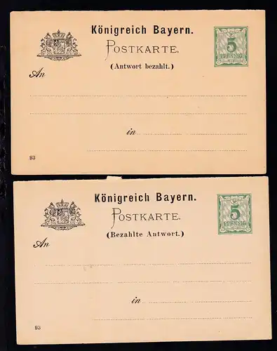 Postkarte Wappen 5 Pfg./5 Pfg., Karten getrennt