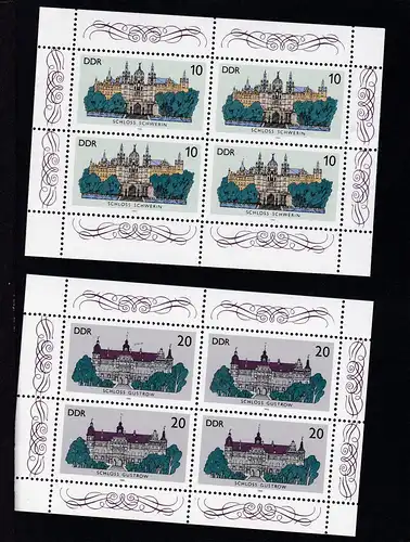 Schlösser 10 Pfg. und 20 Pfg, 2 Kleinbögen **