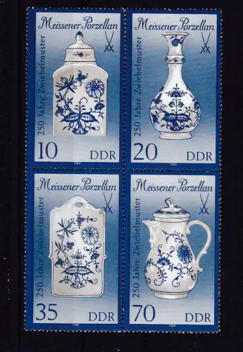 Meissener Porzellan (III) 250 Jahre Zwiebelmuster, Viererblock **