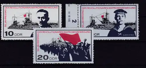 50. Jahrestag der revolutionären Matrosenbewegung, **, 15 Pfg. Randstück mit