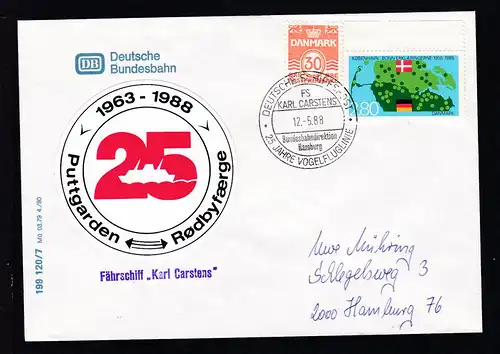DEUTSCHE SCHIFFSPOST  FS KARL CARSTENS Bundesbahndirektion Hamburg 25 JAHRE 