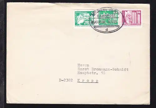 SCHWERIN-BERLIN BAHNPOST d ZUG 00539 16.10.89 auf Brief