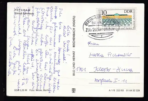 BERLIN-KARL-MARX-STADT BAHNPOST f ZUG 2359 23.3.84 auf AK (Potsdam 