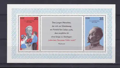 100. Geburtstag von Feliks Dserschinskij, Block **