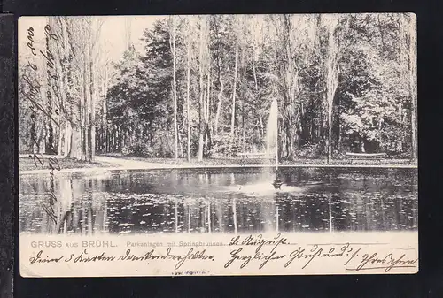 Gruss aus Brühl Parkanlagen mit Springbrunnen
